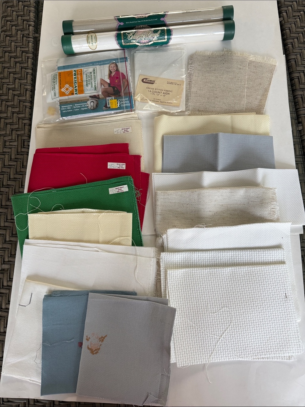 Mixed Lot Counted Cross Stitch Fabric and Waste Canvas Charles Craft and others
